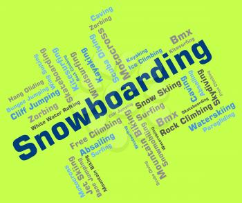 Snowboarding Word Showing Winter Sports And Words 
