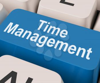 Time Management Key Showing Organizing Schedule Online