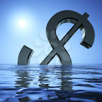 Dollar Sinking In The Sea Showing Depression Recession And Economic Downturns