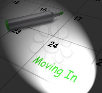 Moving In Calendar Displaying New House Or Place Of Residence
