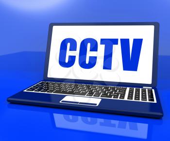 CCTV Laptop Showing Security Protection Or Monitoring Online