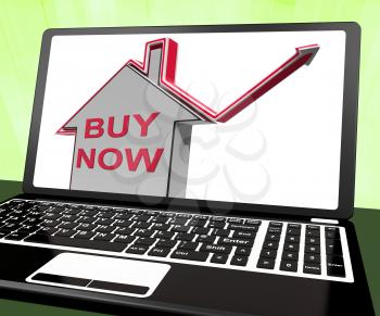 Buy Now House Laptop Showing Real Estate On Market