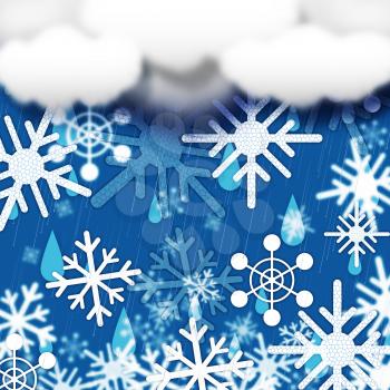 Blue Snowflakes Background Showing Snow Cloud And Snowing
