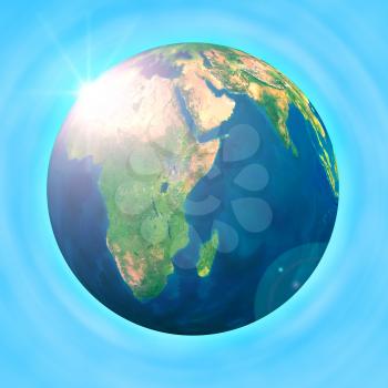 Sun Rays Indicating Globalize Global And Radiate