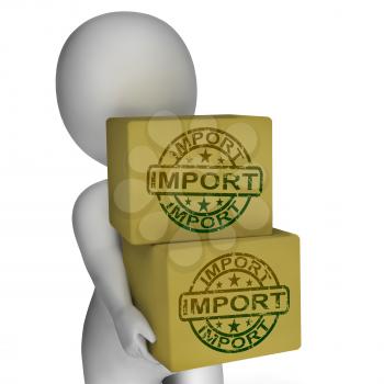 Import Boxes Showing Imported Global Goods And Merchandise