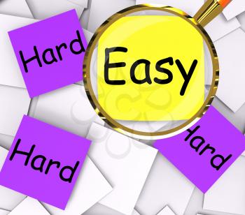 Easy Hard Post-It Papers Meaning Simple Or Tough