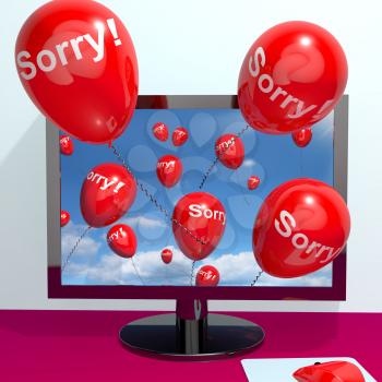 Sorry Balloons From Computer Shows Online Apology Regret Or Remorse