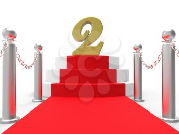 Golden Two On Red Carpet Showing Movies Awards Or Second Place