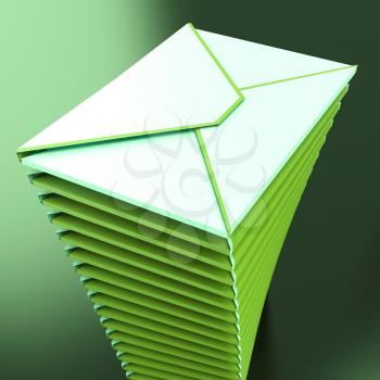 Piled Envelopes Showing Electronic Mailbox Internet Communication