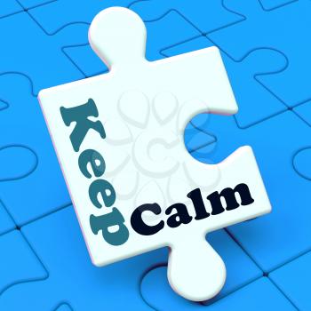 Keep Calm Puzzle Showing Calming Relax And Composed