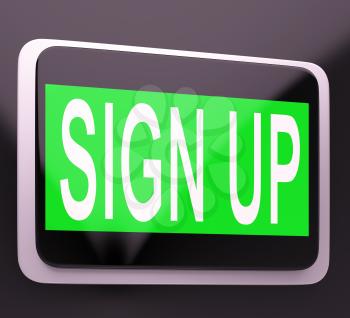Sign Up Button Showing Website Joining And Registration