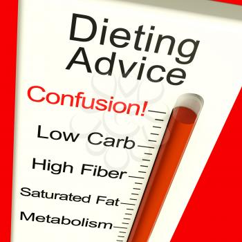 Dieting Advice Confusion Meter Shows Diet Information And Recommendations