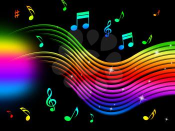 Rainbow Music Background Meaning Colorful Lines And Melody
