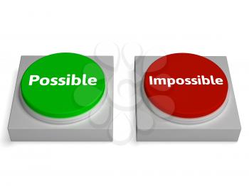 Possible Impossible Buttons Showing Optimist Or Pessimist