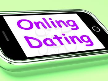 Online Dating On Phone Shows Romancing And Web Love