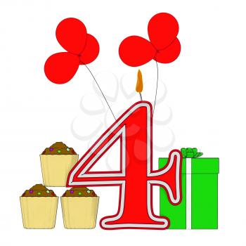 Number Four Candle Meaning Multi Coloured Decorations Or Birthday Presents