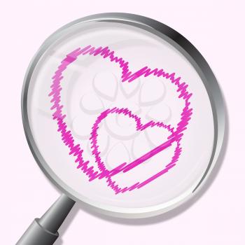 Hearts Magnifier Showing In Love And Searches
