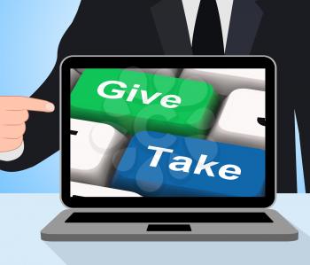 Give Take Computer Showing Generous And Selfish