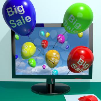 Sale Balloons Coming From Computer Shows Promotion Discount And Reductions Online