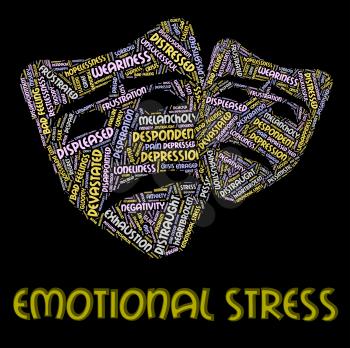Emotional Stress Indicating Heart Breaking And Wordcloud