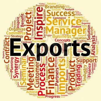 Exports Word Representing International Selling And Exporting
