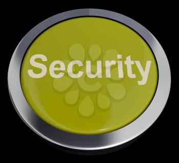 Security Yellow Button Showing Privacy Encryption And Safety