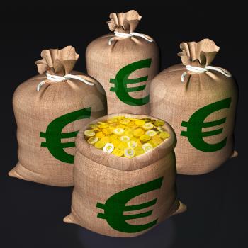 Bags Of Coins Shows European Economy And Savings