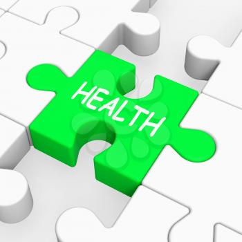 Health Puzzle Showing Medical Care And Wellbeing