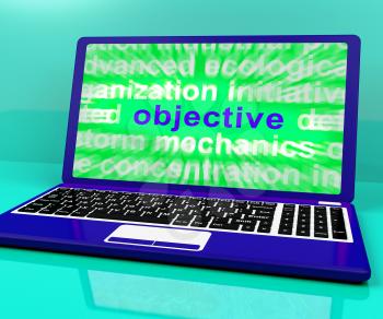 Objective Laptop Showing Objectives Hope And Future Aims