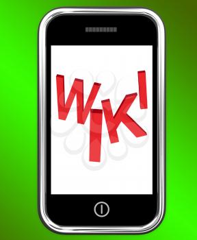Wiki On Phone Showing Online Information Knowledge Or Encyclopaedia