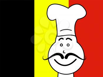 Belgium Chef Showing Cooking In Kitchen And Chef's Hat