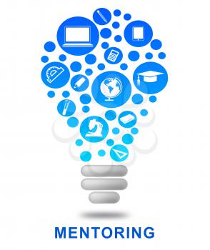 Mentoring Lightbulb Representing Power Source And Glowing