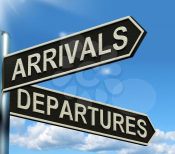 Arrivals Departures Signpost Shows Flights Airport And International Travel