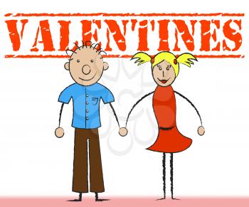 Valentines Couple Showing Friendship Lover And Together