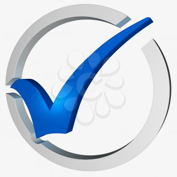 Blue Tick Circled Showing Checked Verified Excellence Guaranteed