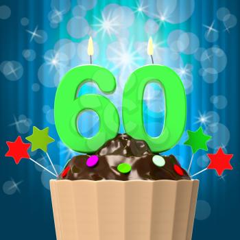 Sixty Candle On Cupcake Meaning Sixtieth Birthday Anniversary And Celebration