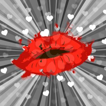Lips Heart Representing Valentines Day And Woman