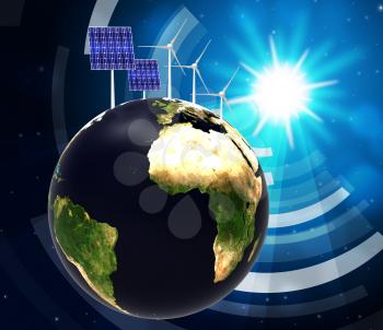 Solar Panel Showing Alternative Energy And Globalisation