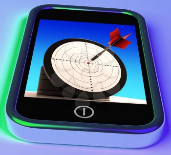 Dartboard On Smartphone Shows Effective Shooting And Precise Aim