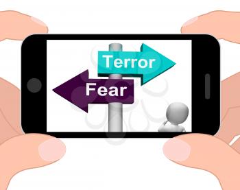 Terror Fear Signpost Displaying Anxious Panic And Fears