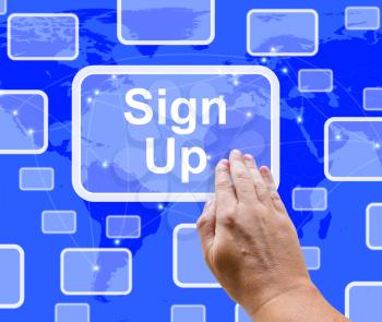 Sign Up Button On Blue Shows Subscription And Registration