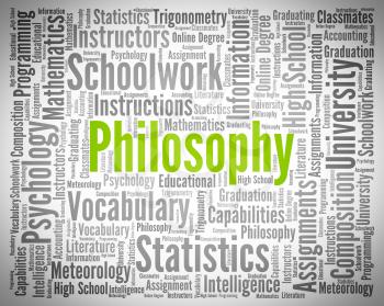 Philosophy Word Indicating Wisdom. Philosophies And Thinking