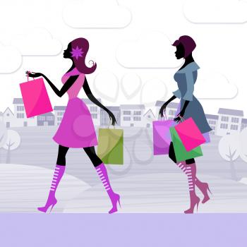 Women Shopping Showing Retail Sales And Adults