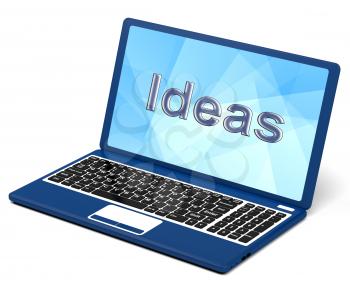 Ideas Word On Laptop Screen Shows Creativity