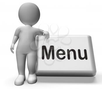 Menu Button With Character  Showing Ordering Food Menus Online
