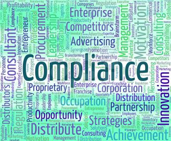 Compliance Word Showing Agree To And Comply
