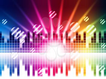 Bright Colors Background Showing Sound Light Waves And Circles
