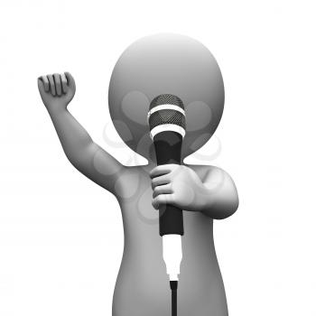 Singer Singing Character Showing Music Or Karaoke Concert
