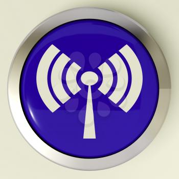 Wifi Button Showing Wireless Internet Access Transmitter
