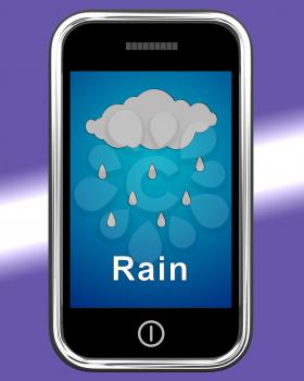 Mobile Phone Showing Rain Weather Forecast